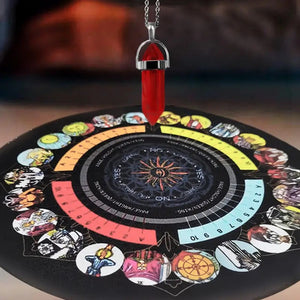 Tapete Para Pédulo Con Diseño De Tarot + Sahumerio De Regalo Negro