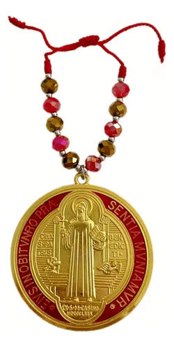 Amuleto Medalla De San Benito Grande + Regalo Palo Santo Dorado
