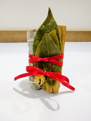 Kit De Protección Salvia Blanca + Palo Santo + Laurel + Dije Protección Espiritual