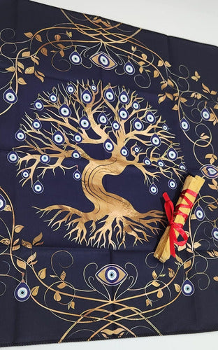 Mantel De Tarot Arbol Ojo Turco + Palo Santo Regalo!!