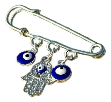 Combo Pulsera Amuleto Ojo Turco + Broche (protección Bebé) Rojo 10 Cm