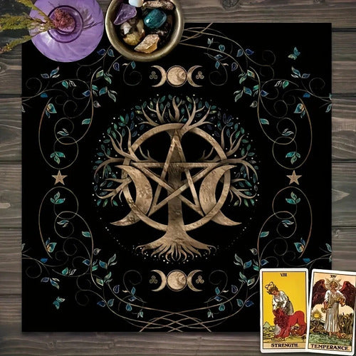Mantel De Tarot Arbol Wicca + Palo Santo Regalo!!