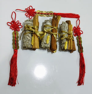 Kit De Abundancia Salvia Blanca + Palo Santo + Canela + Dije Abundancia Y Prosperidad