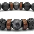 4 Pack De Pulseras De Piedras Volcánicas Naturales Negro 23 Cm