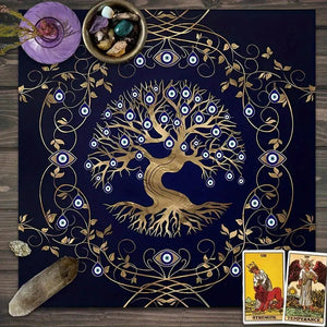 Mantel De Tarot Arbol Ojo Turco + Palo Santo Regalo!!
