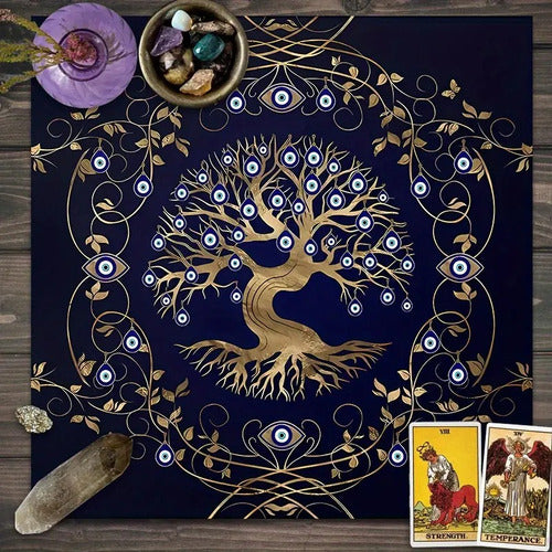 Mantel De Tarot Arbol Ojo Turco + Palo Santo Regalo!!
