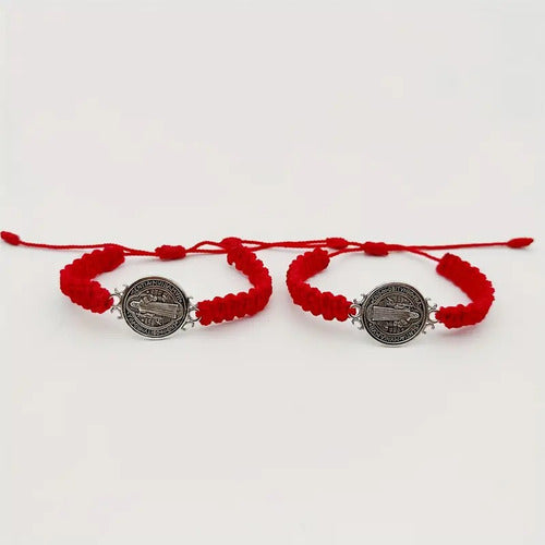 Pulsera De San Benito En Relieve 2 X 1 Rojo 27 Cm