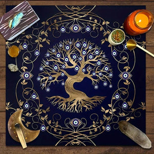Mantel De Tarot Arbol Ojo Turco + Palo Santo Regalo!!