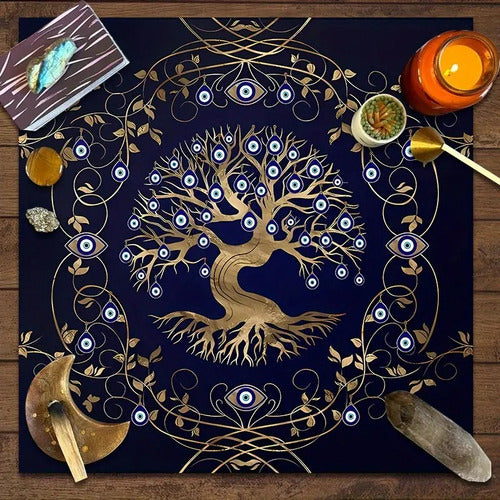 Mantel De Tarot Arbol Ojo Turco + Palo Santo Regalo!!