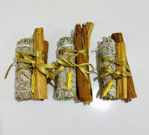 Kit De Abundancia Salvia Blanca + Palo Santo + Canela + Dije Abundancia Y Prosperidad