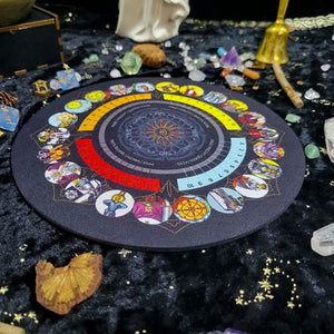 Tapete Para Pédulo Con Diseño De Tarot + Sahumerio De Regalo Negro