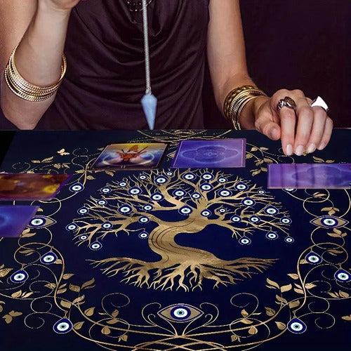 Mantel De Tarot Arbol Ojo Turco + Palo Santo Regalo!!