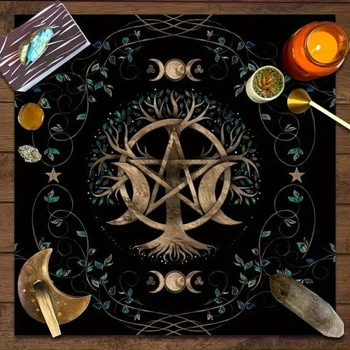 Mantel De Tarot Arbol Wicca + Palo Santo Regalo!!