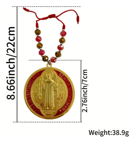 Amuleto Medalla De San Benito Grande + Regalo Palo Santo Dorado