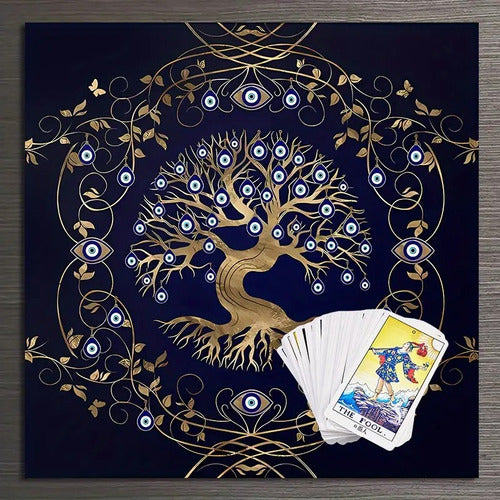 Mantel De Tarot Arbol Ojo Turco + Palo Santo Regalo!!