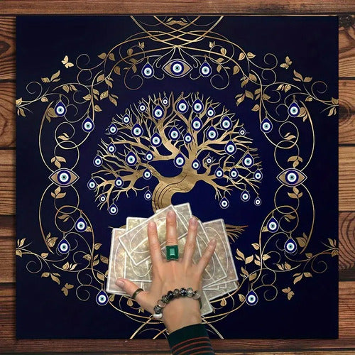 Mantel De Tarot Arbol Ojo Turco + Palo Santo Regalo!!