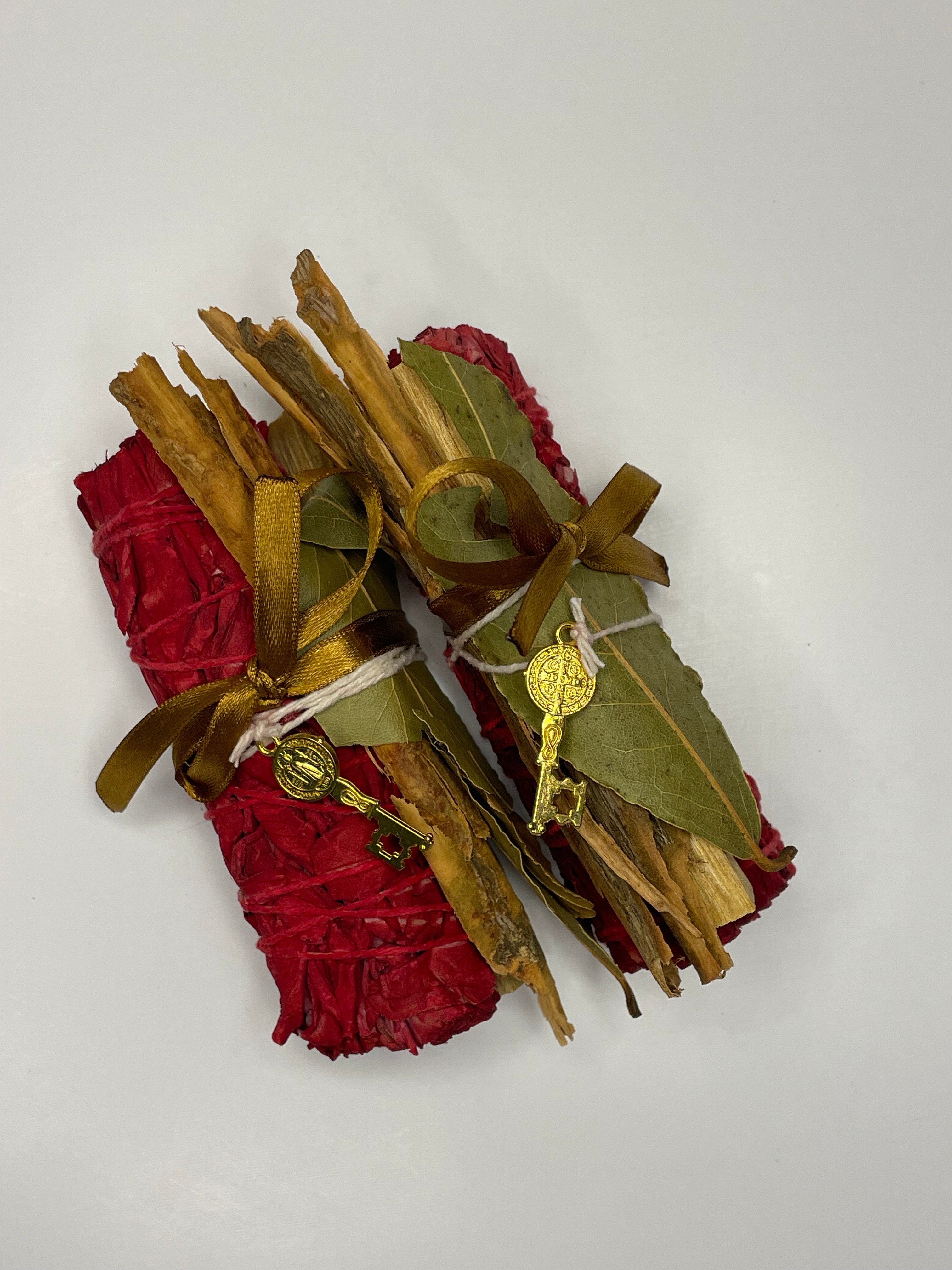 Atado Dragón Del Dinero: Palo Santo, Canela, Laurel y Llave De San Benito Premium